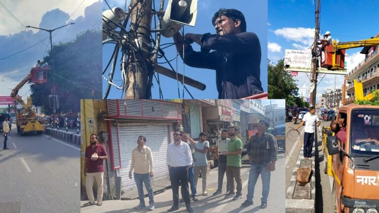 नगर निगम ने कसा शिकंजा, अभियान चलाकर खंभों से हटाए अवैध केबल के जाल