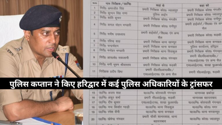 Police Transfer: पुलिस विभाग में बड़ा फेरबदल, SSP प्रमेंद्र सिंह डोबाल ने कई अधिकारियों की कुर्सी बदली