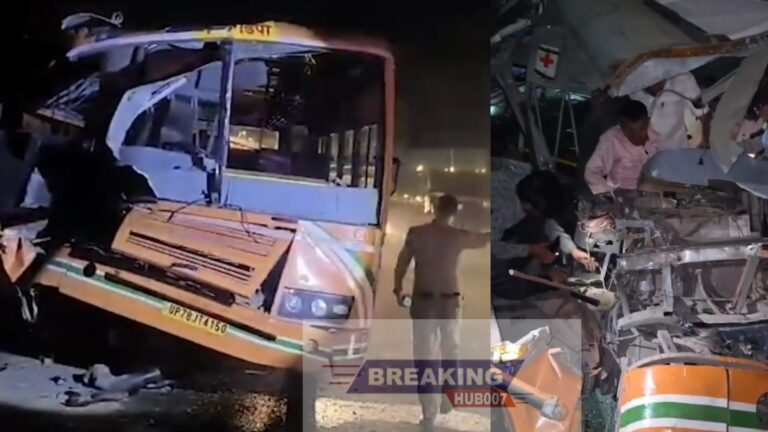 दिल्ली हरिद्वार हाईवे पर बड़ा हादसा, हाइड्रा से टकराई यूपी रोडवेज बस, 06 यात्री घायल
