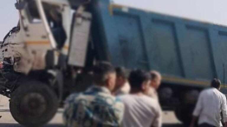 डंपर की चपेट में आने से ग्रामीण की मौत, सड़क पार करते वक्त हुआ हादसा, पत्नी भी थी साथ में