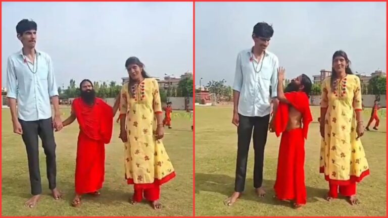 दुनिया का सबसे लंबा किशोर पहुंचा पतंजलि योगपीठ, 8 फुट 2 इंच हाइट देखकर स्वामी रामदेव भी हुए आश्चर्यकचकित