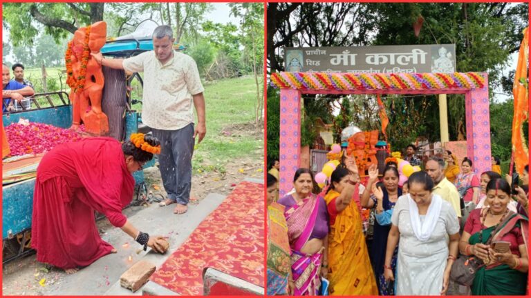 लालढांग में हनुमान प्रतिमा की भव्य शोभायात्रा निकली, सोमवार को होगा विशाल भंडारा